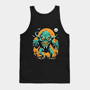 Scary halloween monster grinning design for party gift for him her friend Tank Top